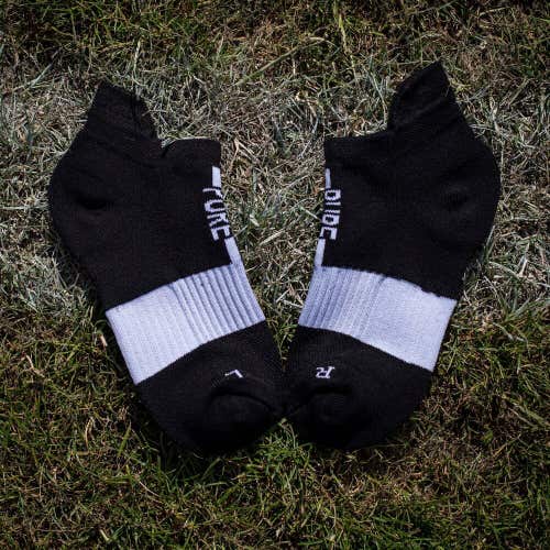 Pure Adult Unisex Cotton Classic Black White Ankle Cut Athletic Socks NWT