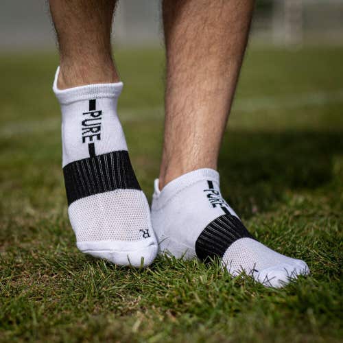 Pure Adult Unisex Cotton Classic White Black Ankle Cut Athletic Socks NWT