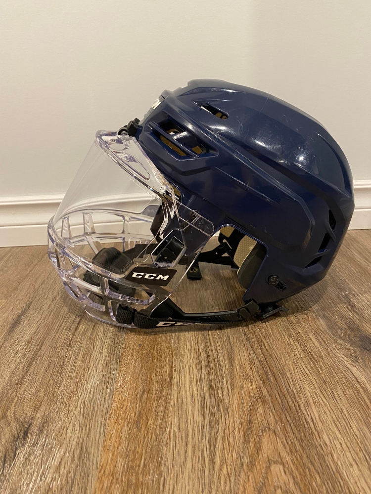 CCM FV1 Face Shield And Navy Medium CCM 110 Helmet