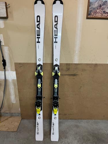 Used 2016 HEAD 156 cm Racing World Cup Rebels e-SL RD Skis With Bindings Max Din 16