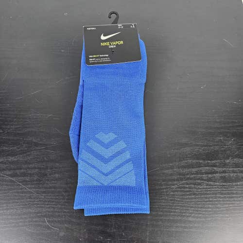 Nike Vapor Adult Blue Crew Dri-Fit Cushion Logo Football Athletic Socks XL 12-15