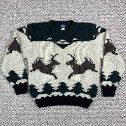 Vintage Woolrich Deer Buck 100% Wool Sweater Crewneck Mens Size Medium