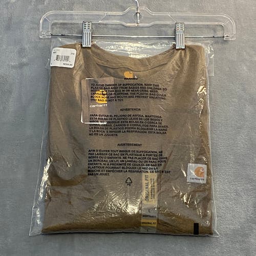 Carhartt K87 Pocket T Shirt Men Large Original Fit Brown Short Sleeve Workwear