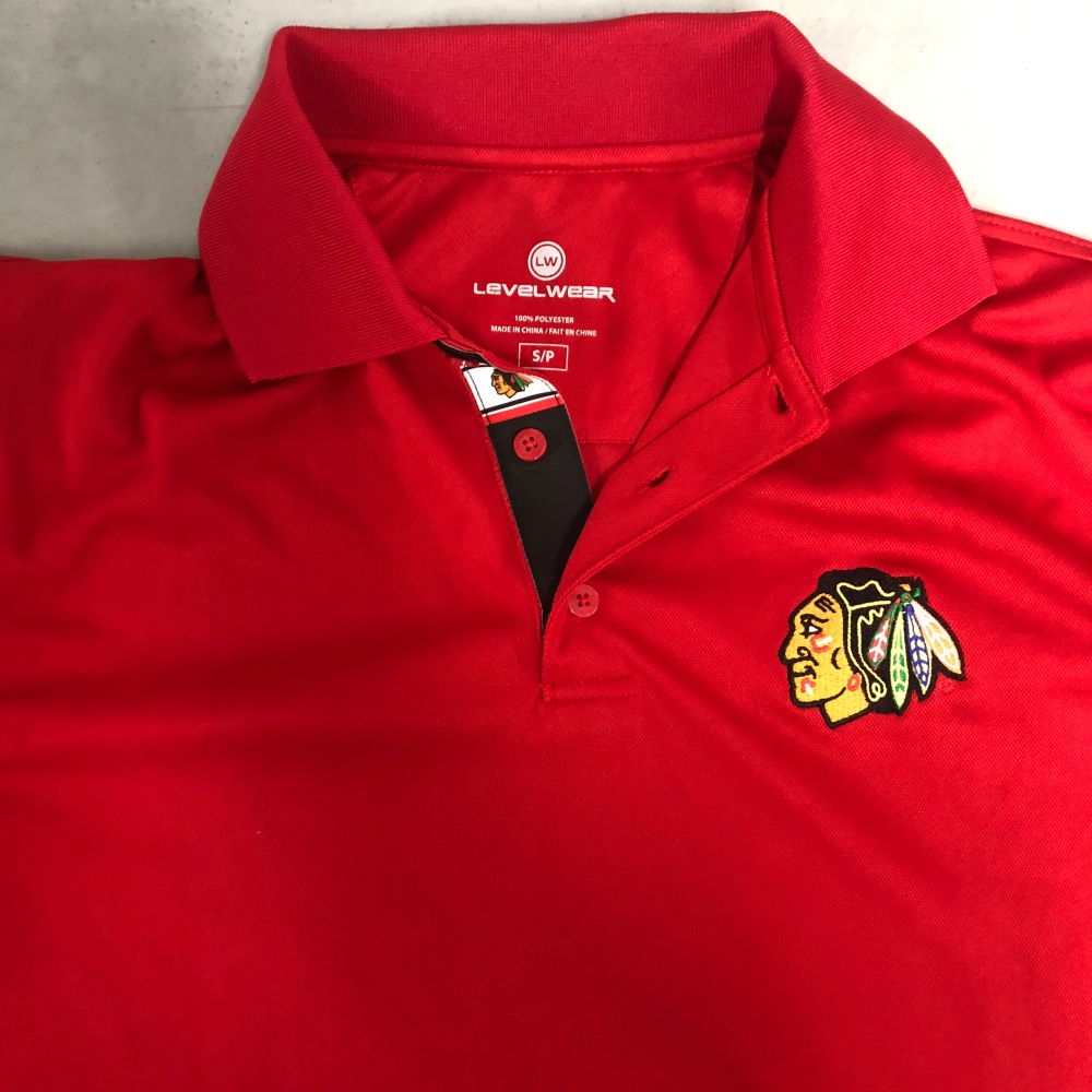 NEW Chicago Black Hawks mens small golf shirt