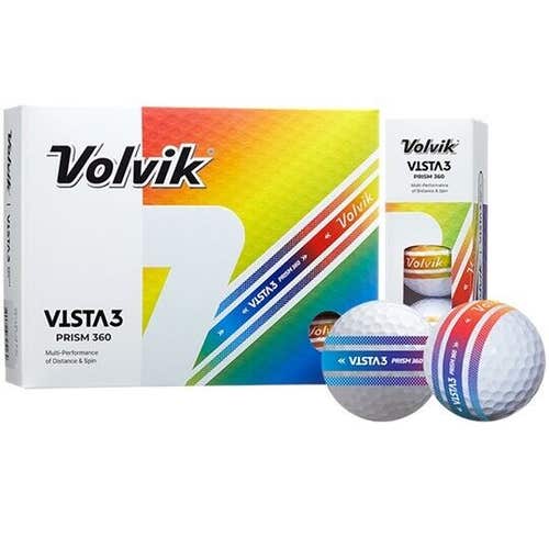 Volvik Vista3 Prism 360 Golf Balls - 360° Degree Putting Line - Dozen