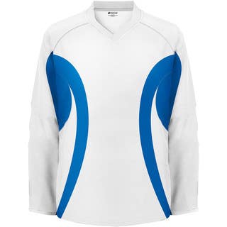 New Adult 6-Small 8-Medium 3-Large and 2 Y-S/M Blank White/Royal Practice Jersey