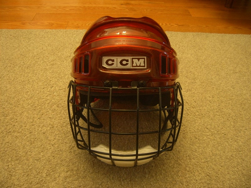 Hockey Helmet-Good Condition Vintage CCM HT2 Transparent/X-Ray Hockey Helmet sz M-L w/Cage