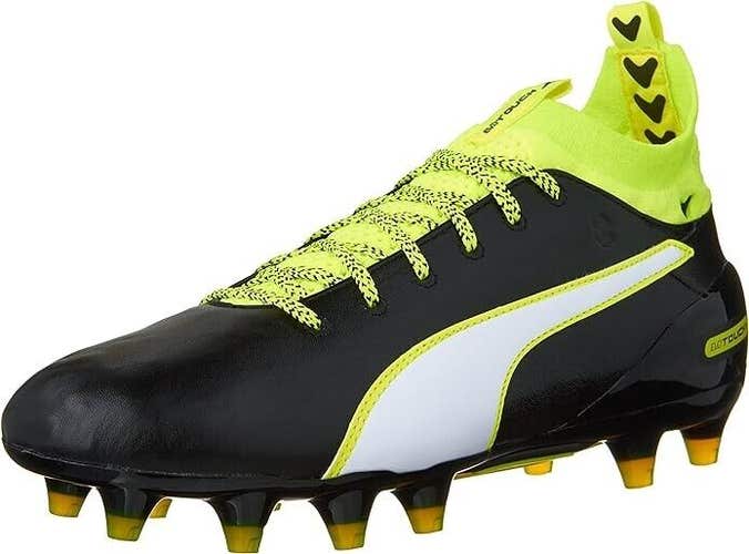 Puma evoTouch 1 FG Leather Soccer Cleats Black Yellow - Size 10.5 - MSRP $170