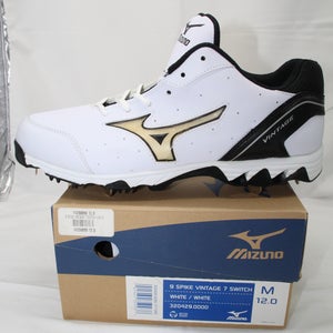 White New Adult Men's Size 12 (Women's 13) Metal Mizuno Low Top