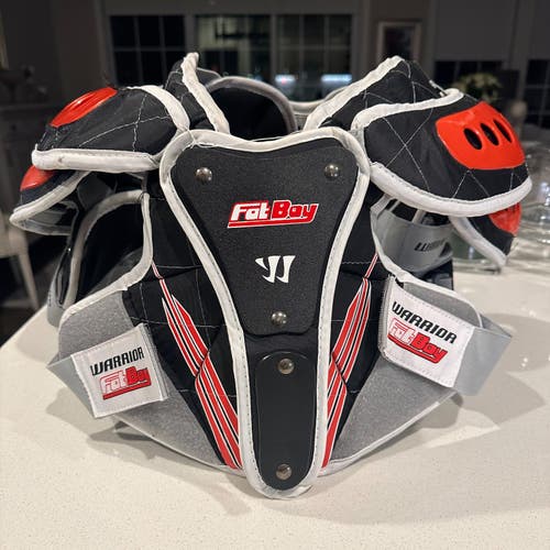Warrior box lacrosse shoulder pads Fat Boy sz Large Hitman chest indoor - WORN ONCE