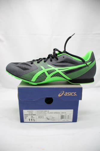 Asics Hyper MD 6 Size 11.5 Charcoal / Flash Green / Onyx Track Spikes