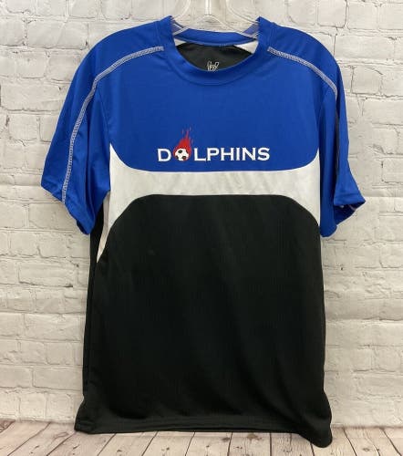 High Five Mens Velocity Dolphins Size M Black Royal Blue White Soccer Jersey New