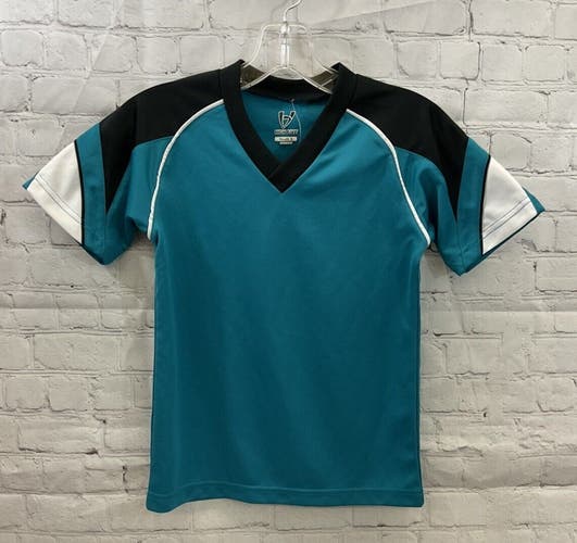 High Five Youth Unisex 22761 Size Small Turquoise Black White Soccer Jersey New