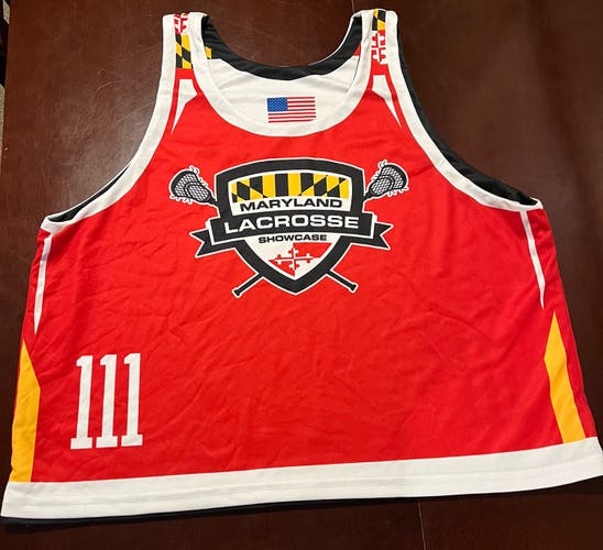 Maryland Lacrosse Showcase reversible red/white lacrosse pinnie
