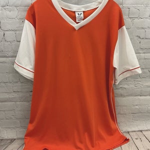 High Five Adult Unisex Size Large Orange White Soccer Jersey New