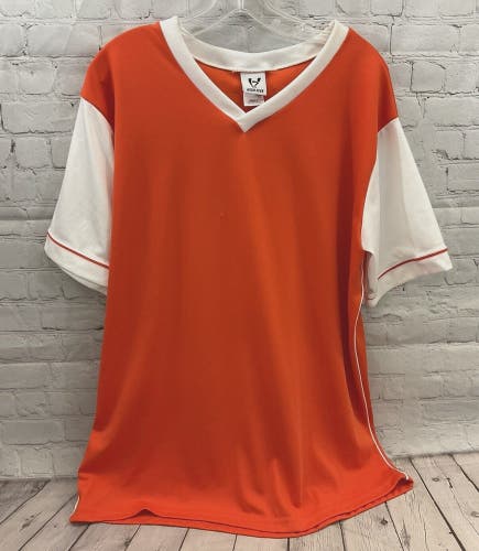 High Five Adult Unisex Size Large Orange White Soccer Jersey New
