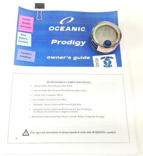 Oceanic Prodigy Scuba Dive Computer Puck Module with Manual                #4040