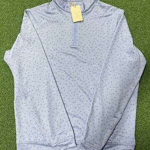 Peter Millar Golf Pullover Crown Sport Carts Print 1/4 Zip MEDIUM Blue NWT $135