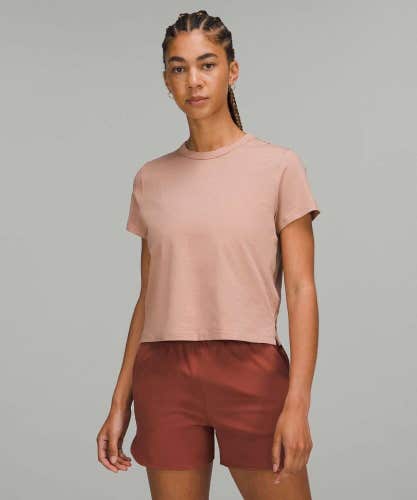 Lululemon Pink Clay Classic-Fit Cotton-Blend Tee Sz 2 PCLY