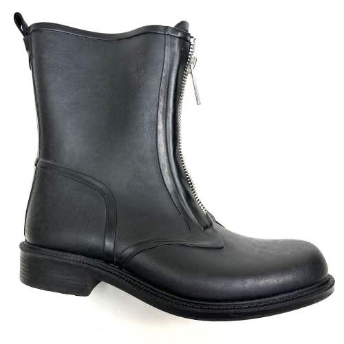 FRYE Women's Storm Rubber Rain Bootie Boot Front Zip Slip On Black Size 10