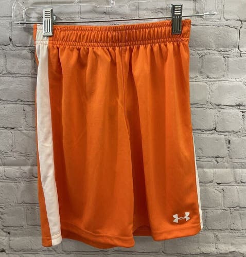 Under Armour Youth Boys UA Soccer Size Medium Orange White Soccer Shorts NWT $18
