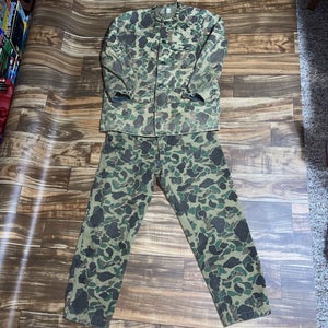 Vintage 1970s Sears And Roebuck Camouflage Camo Hunting Jacket + Pants Suit L/XL