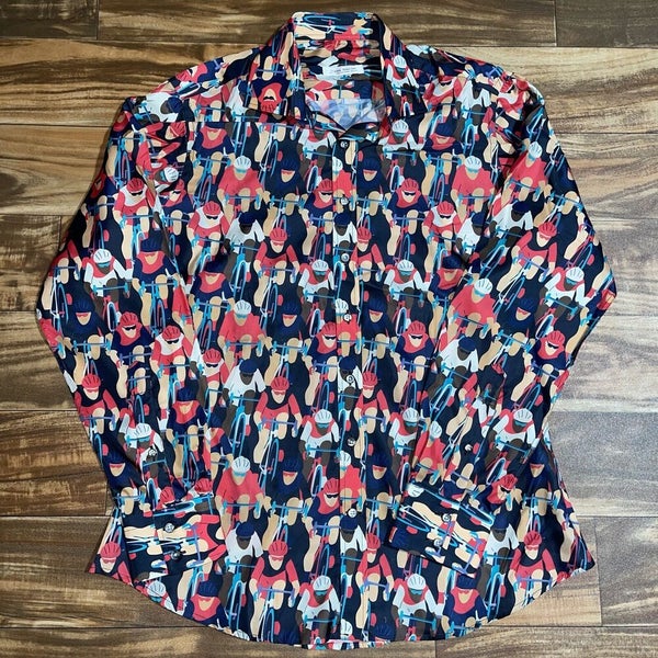 Sam Surin Bespoke Custom Made Bicycle Bike All Over Print Button Collared Shirt