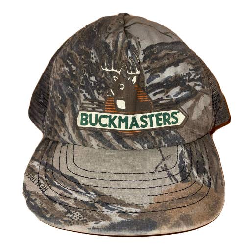 Vintage Buckmasters Realtree Camouflage Snapback Cap Deer Hunting Hat USA Made