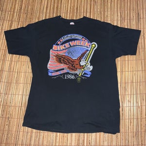 Vintage 1986 Harley Davidson Daytona Beach Bike Week Bald Eagle Graphic T-Shirt