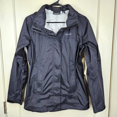 Marmot PreCip Womens Size: L Black Hooded Waterproof Rain Wind Jacket