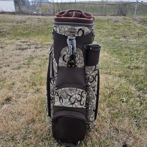 Burton Ladies Brown Floral Cart Golf Bag With Raincover 13 Way Divider