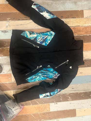 Black with Blue Used Girls sz 10-12 Obermeyer Jacket