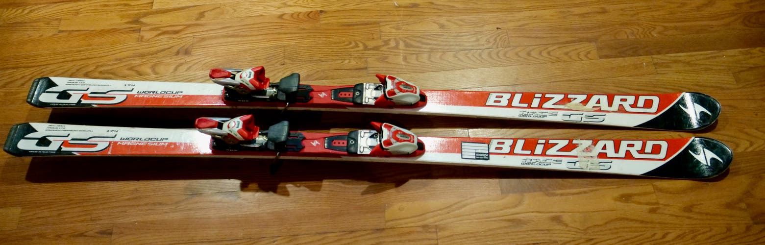 Used Unisex Blizzard  174 cm Racing Skis Worldcup Magnesium GS Skis With Bindings Max Din 14
