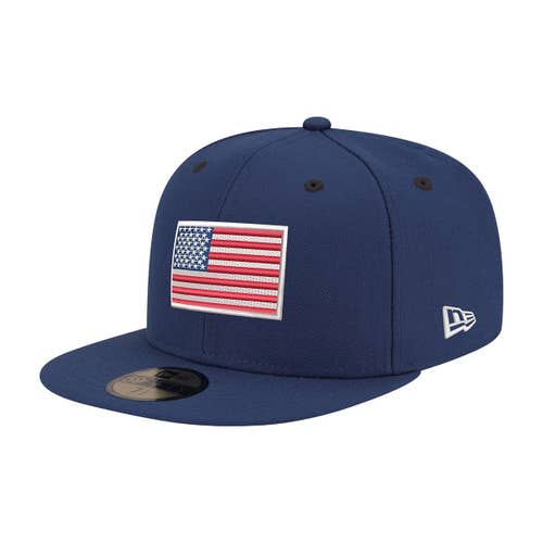 Team USA Olympics American Flag New Era 59FIFTY Fitted Hat Cap Blue 7 1/4