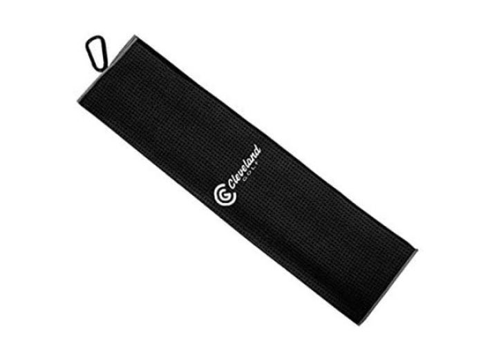 Cleveland Golf Tri-Fold Bag Towel (Black, 16"x21") NEW