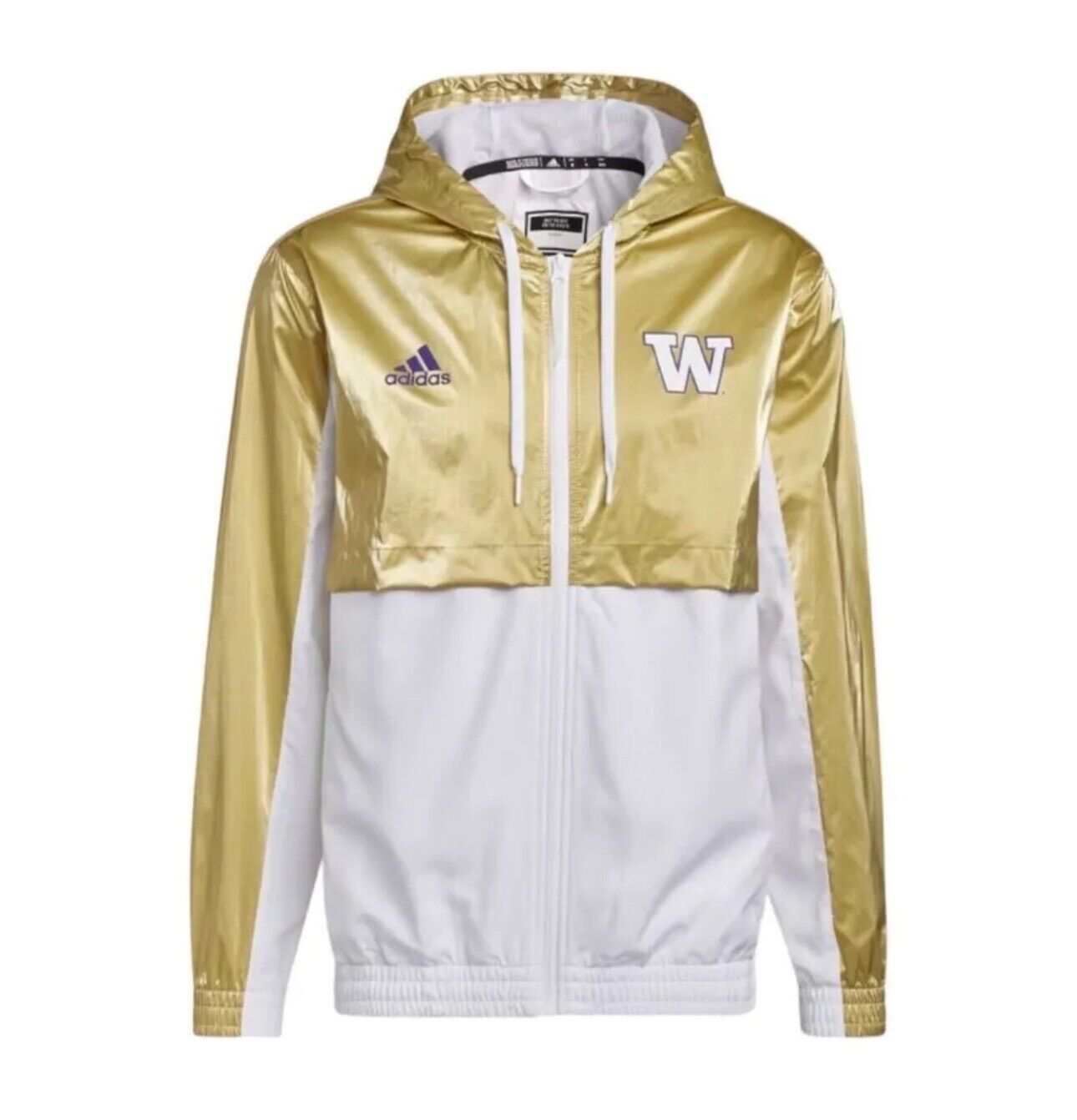white and gold adidas jacket