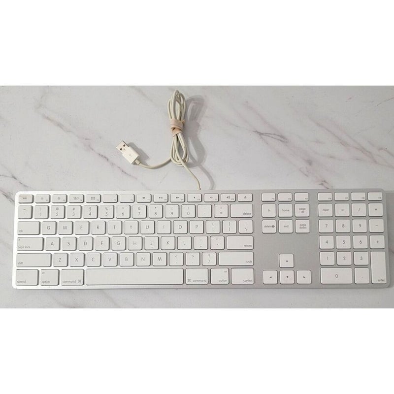 Genuine Apple A1243 Wired Mac Standard USB Keyboard w/ Numeric Keypad Aluminum W
