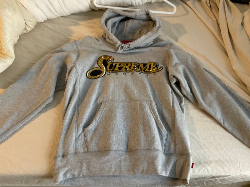 Supreme Sequin Viper Serpent Hooded Sweatshirt Gray-Medium-$110