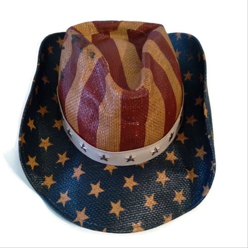 Kenny K Western Cowboy USA Stars-Stripes Toyo Straw Hat