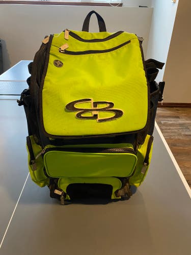 Boombah Superpack Hybrid Rolling Bat Bag Lime green/ Navy