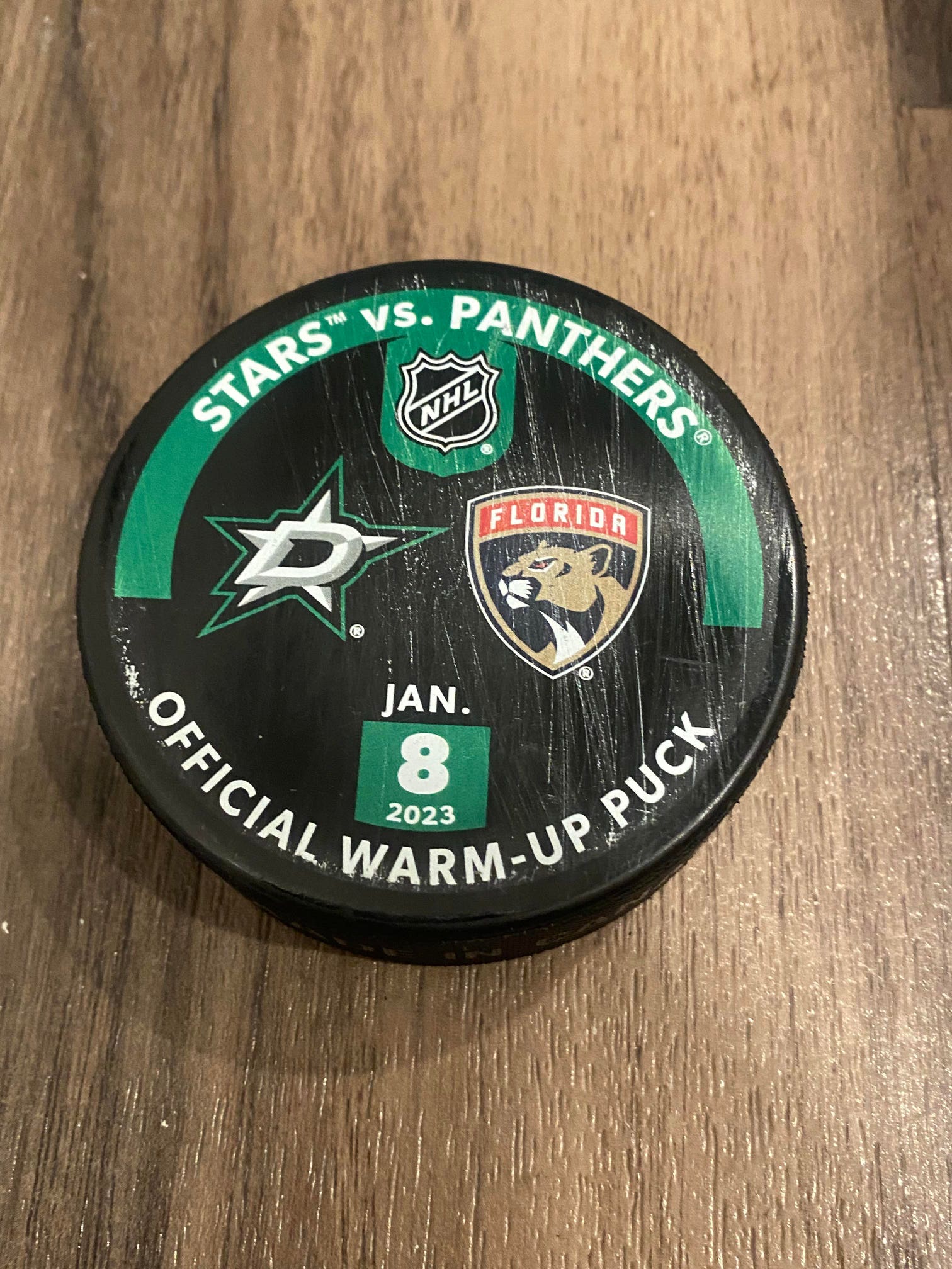 Dallas Stars vs Florida Panthers NHL Official Warm Up Puck