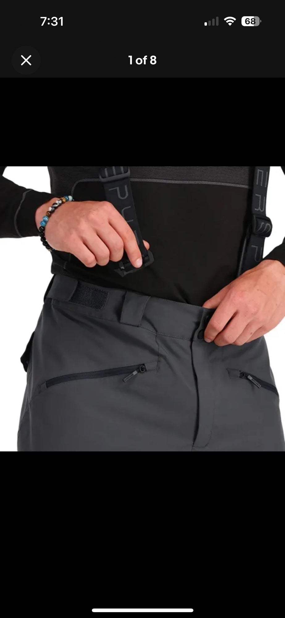 Spyder Sentinel Gore-Tex Men's insulated Ski Pants Bib. Gray L-R