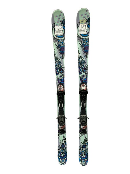 Used K2 Twin Tip 139 Cm Junior Downhill Ski Combo