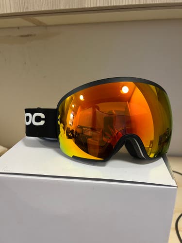 Used ONCE POC Orb Clarity Ski Goggles Medium - Black band Spektris Orange Lens