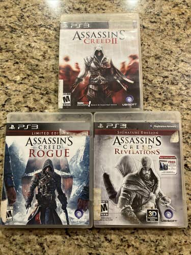 Assassin's Creed Lot of 3 Playstation PS3 - II, Rogue & Revelations