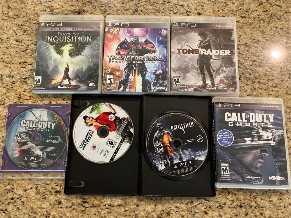 PS2 Game 7 Lot PlayStation 2 (No Manuals or Disc Only) - Tomb Raider, COD, etc)
