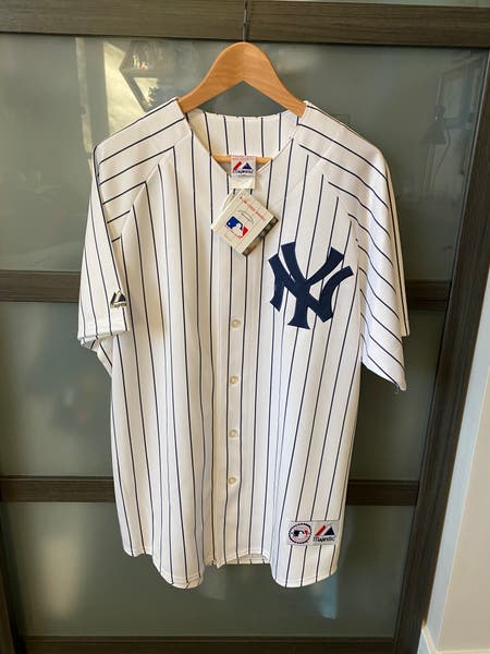 White New Large Men's Majestic 6400 Jersey - New York