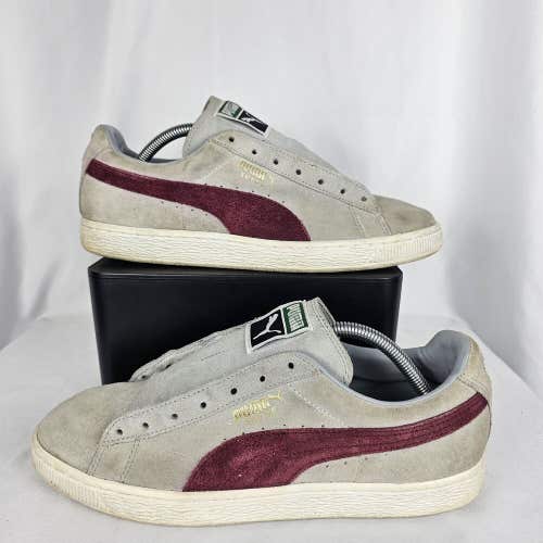Puma Suede Classic Mens Size 9.5 Grey Red Casual Lace Up Comfort Sneakers