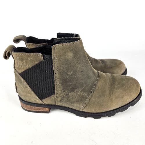 Sorel Emelie Women's Size 6.5 Brown Leather Waterproof Chelsea Boots NL2671-053