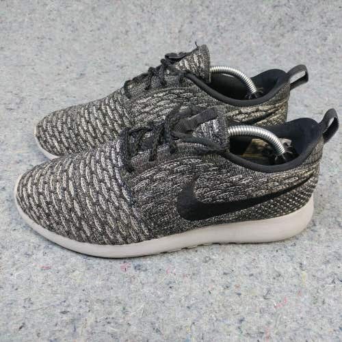 Nike Roshe Run FlyKnit Womens Running Shoes Size 7 Knit Black 704927-007